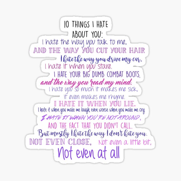 10 Things I Hate About You Stickers 