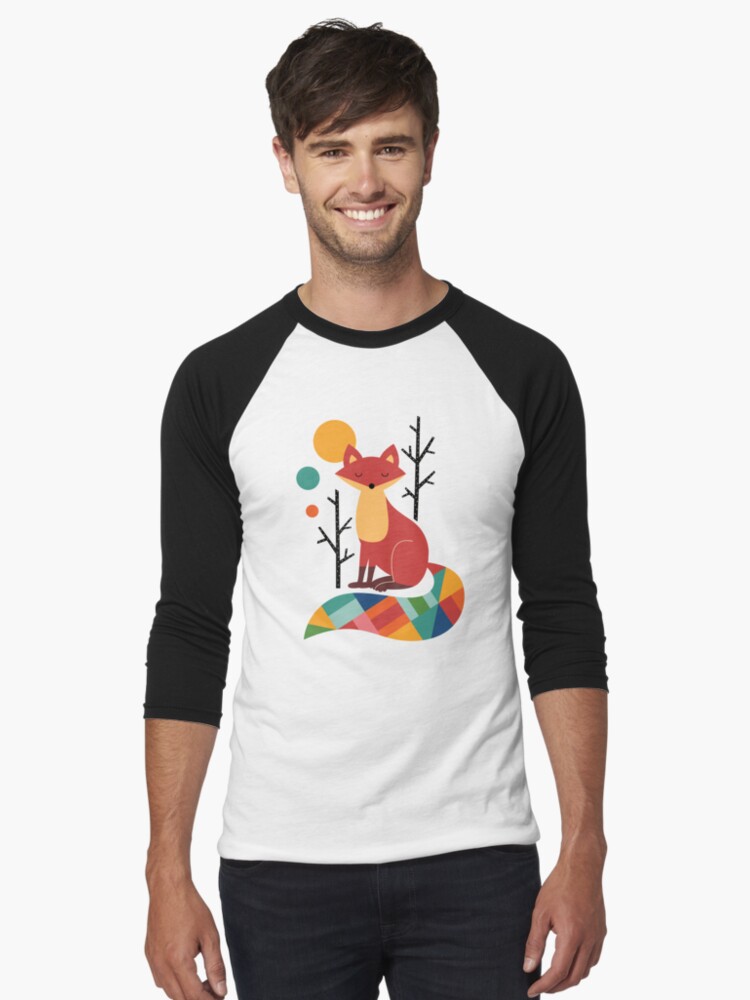 Thumbnail 1 von 3, Baseballshirt mit 3/4-Arm, Regenbogenfuchs designt und verkauft von AndyWestface.