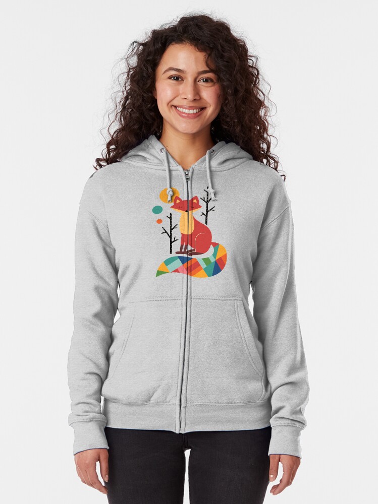 Vista alternativa de Sudadera con capucha y cremallera Zorro arcoiris