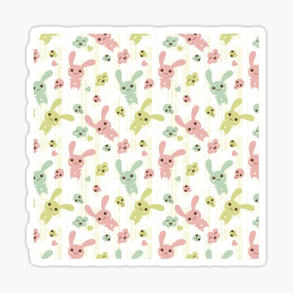 Kawaii Rabbits And Skulls Pattern Sticker