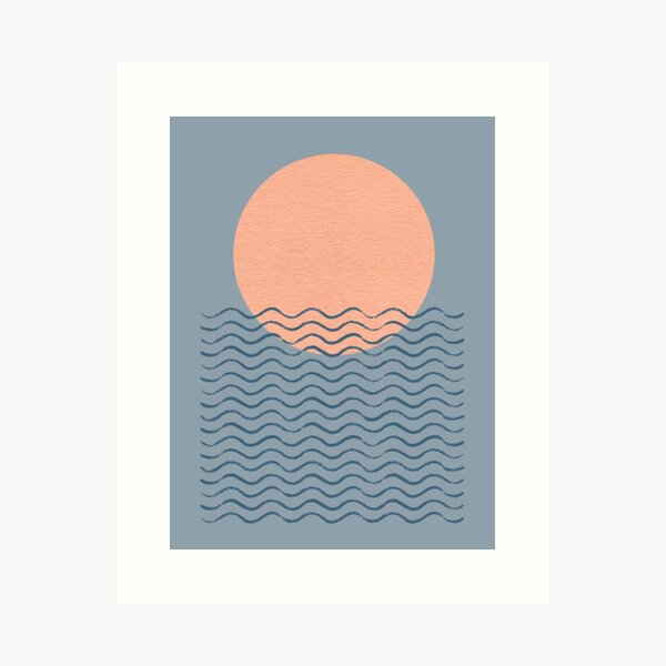Ocean Wave Sun - Mid century modern Art Print