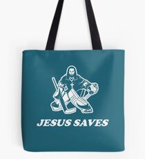 Jesus Saves Hockey Goalie Tote Bag