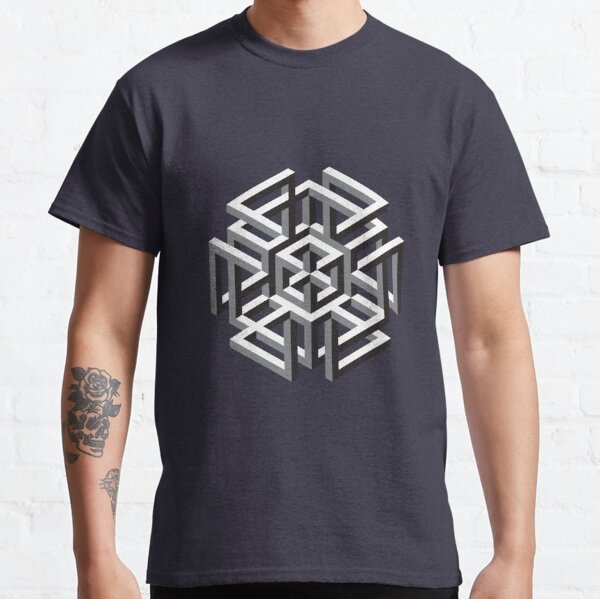 Geometric Graphic Design Print Classic T-Shirt 3D Effect Multiple