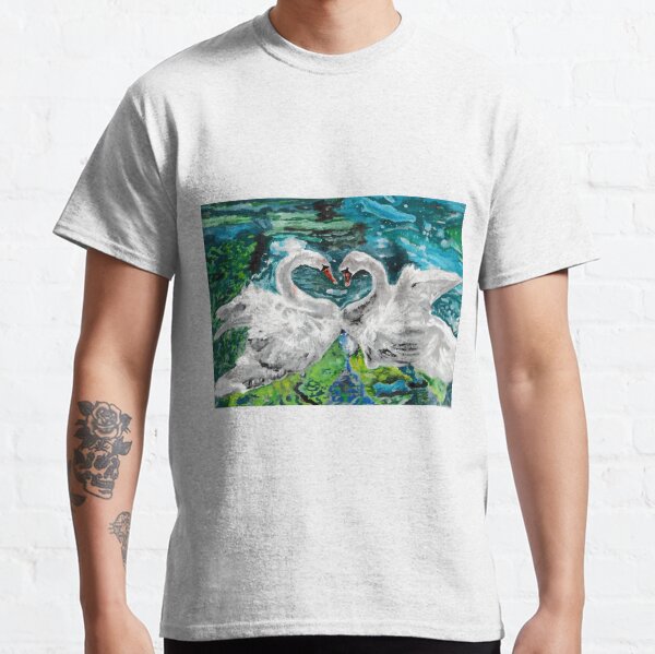 Swans in Love Acrylic Painting Classic T-Shirt