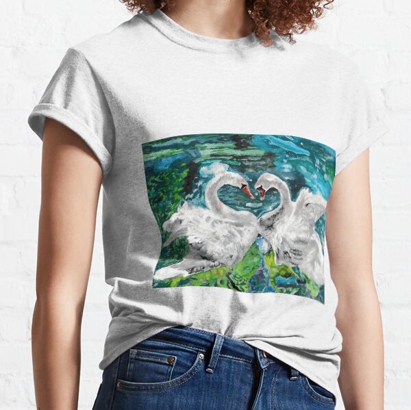 Swans in Love Acrylic Painting Classic T-Shirt