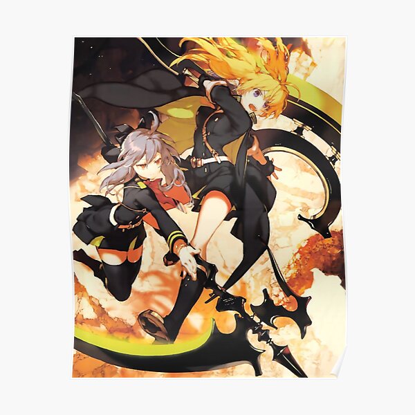 Owari no Seraph Shinoa Hiragi and Mitsuba Sangu Spread Poster