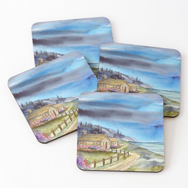Item preview, By The Light of The Silvery Moon Watercolour Landscape Painting designed and sold by Farida Greenfield.