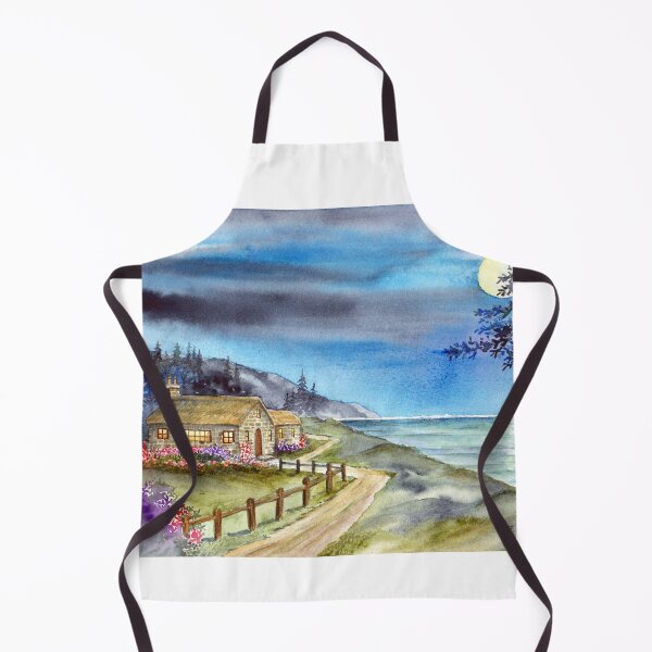 Item preview, By The Light of The Silvery Moon Watercolour Landscape Painting designed and sold by Farida Greenfield.
