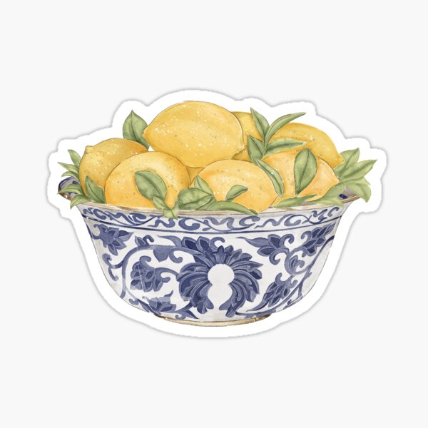 Item preview,   watercolor Chinoiserie Vase with gold lemon designed and sold by blackcatgraphic.