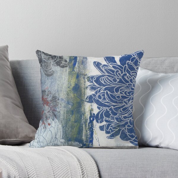Item preview, blue and black dahlias: printmaking designed and sold by kosarandrea.