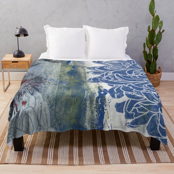 Item preview, blue and black dahlias: printmaking designed and sold by kosarandrea.