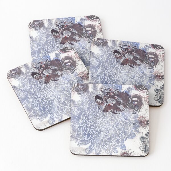 Item preview, blue dahlia and black apple: printmaking designed and sold by kosarandrea.