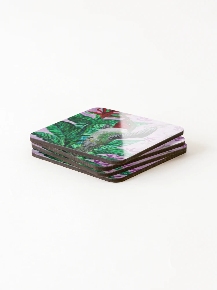 Thumbnail 4 of 5, Coasters (Set of 4), Ruby Throated Hummingbird designed and sold by RudyYoder.