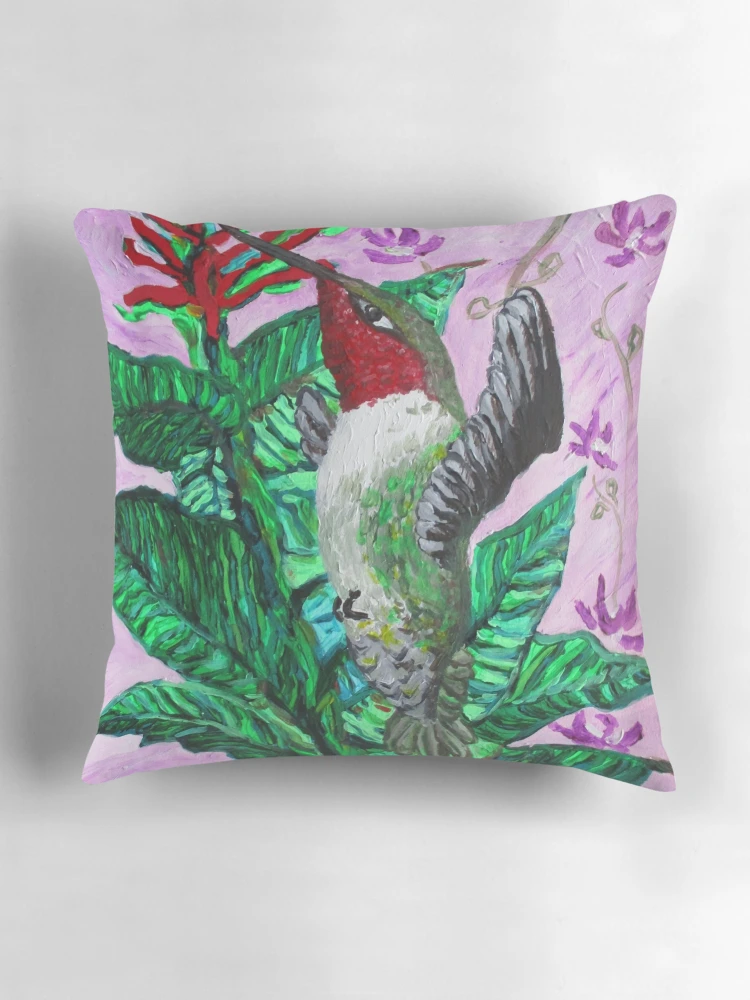 Thumbnail 3 of 4, Pillow, Ruby Throated Hummingbird designed and sold by RudyYoder.