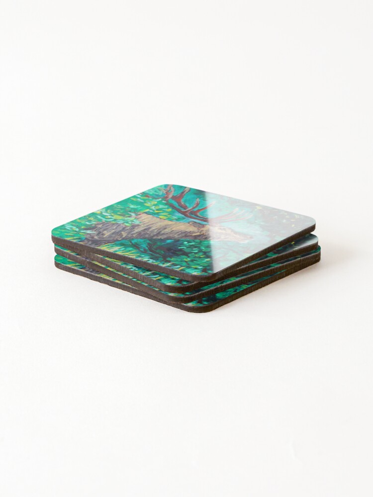 Thumbnail 4 of 5, Coasters (Set of 4), Elk Bugle designed and sold by RudyYoder.