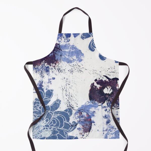 Item preview, blue dahlia, purple apple: linoprint designed and sold by kosarandrea.