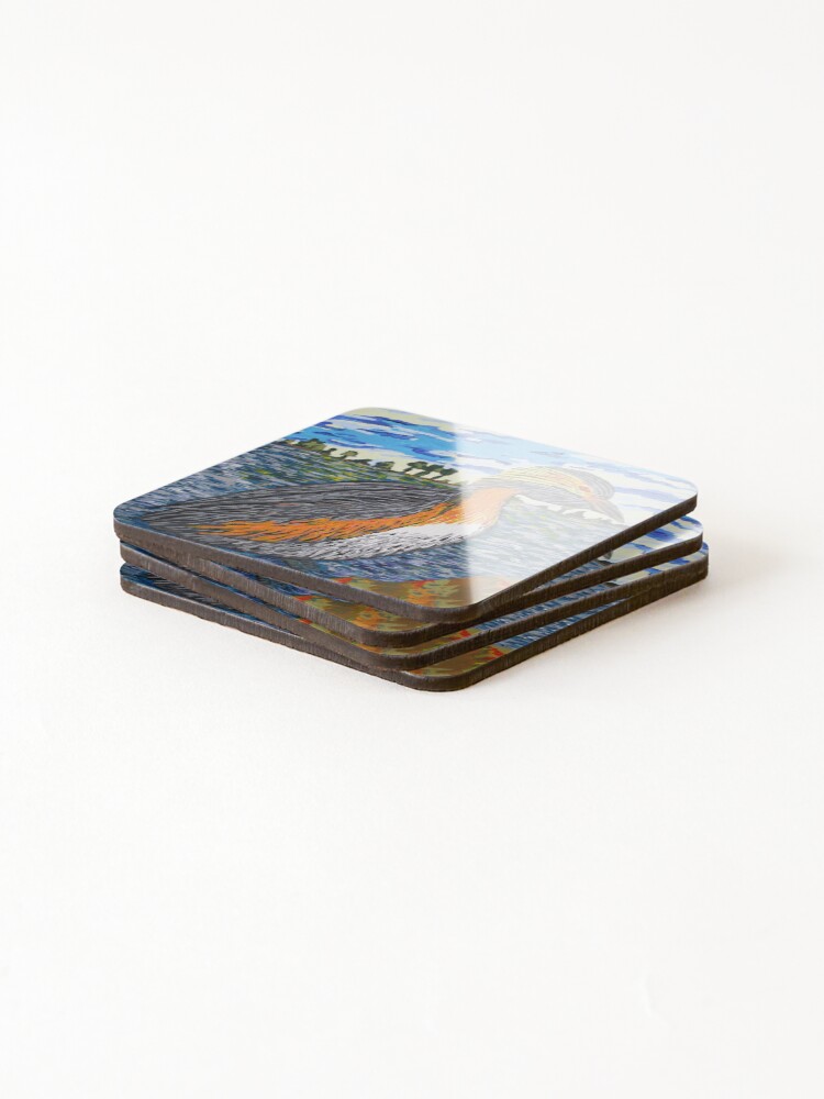 Thumbnail 4 of 5, Coasters (Set of 4), Horned Grebe designed and sold by RudyYoder.