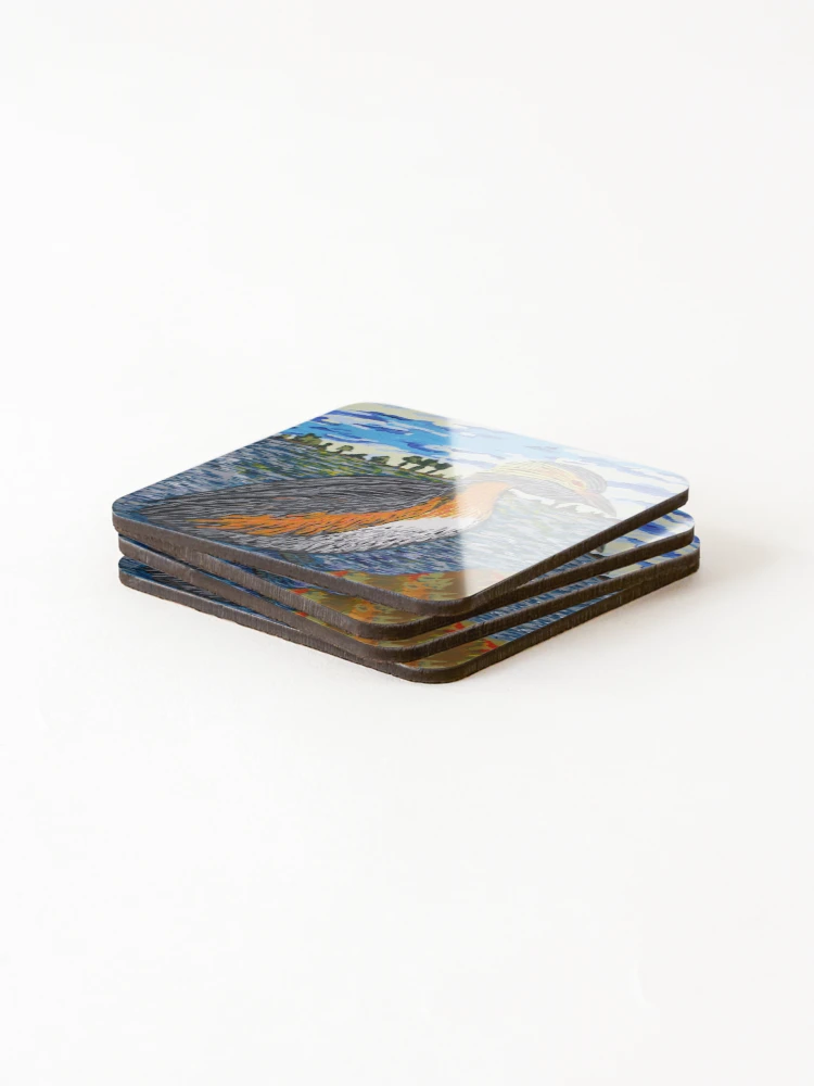 Thumbnail 4 of 5, Coasters (Set of 4), Horned Grebe designed and sold by RudyYoder.