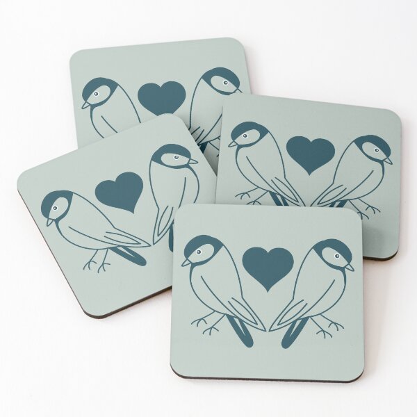Item preview, Blue Tit Birds - Blue Illustration with Heart designed and sold by TreacleMustard.