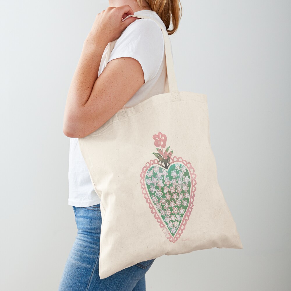 Grünes Herz Stofftasche