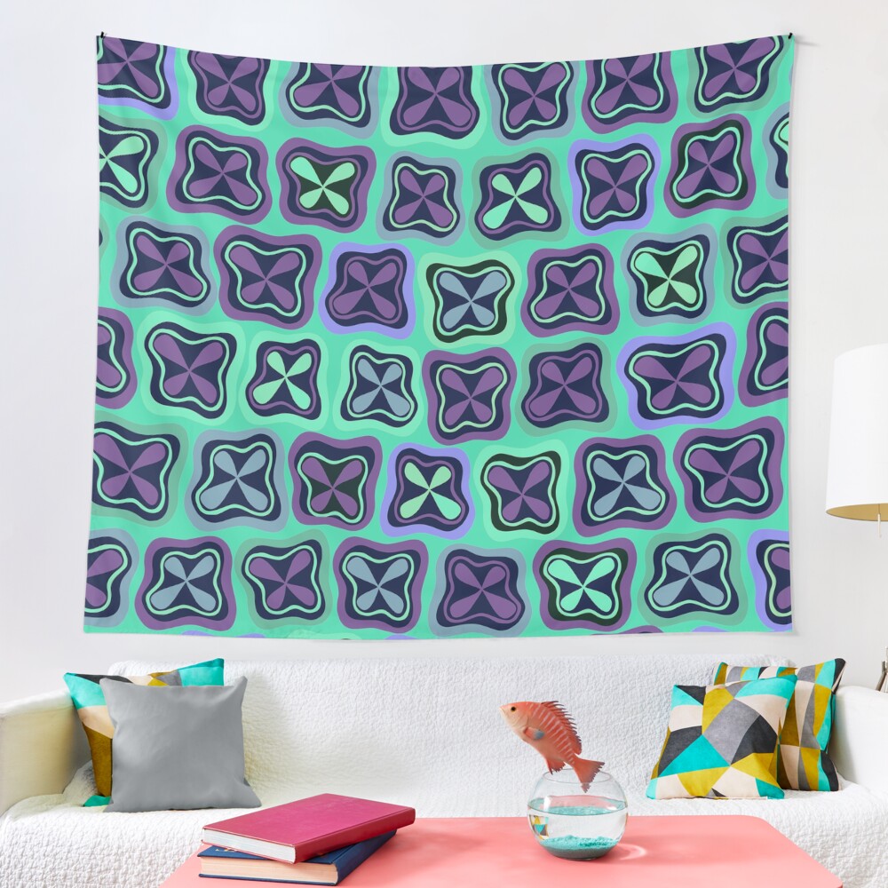 Funky Ornamental Shapes Artwork Tapestry - By Pamela Arsena