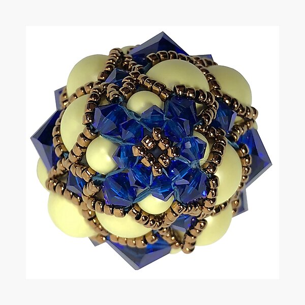 Kieferzäpfchen aus Castel yellow Pearls & majestic blue Swarovski Kristallglas Fotodruck