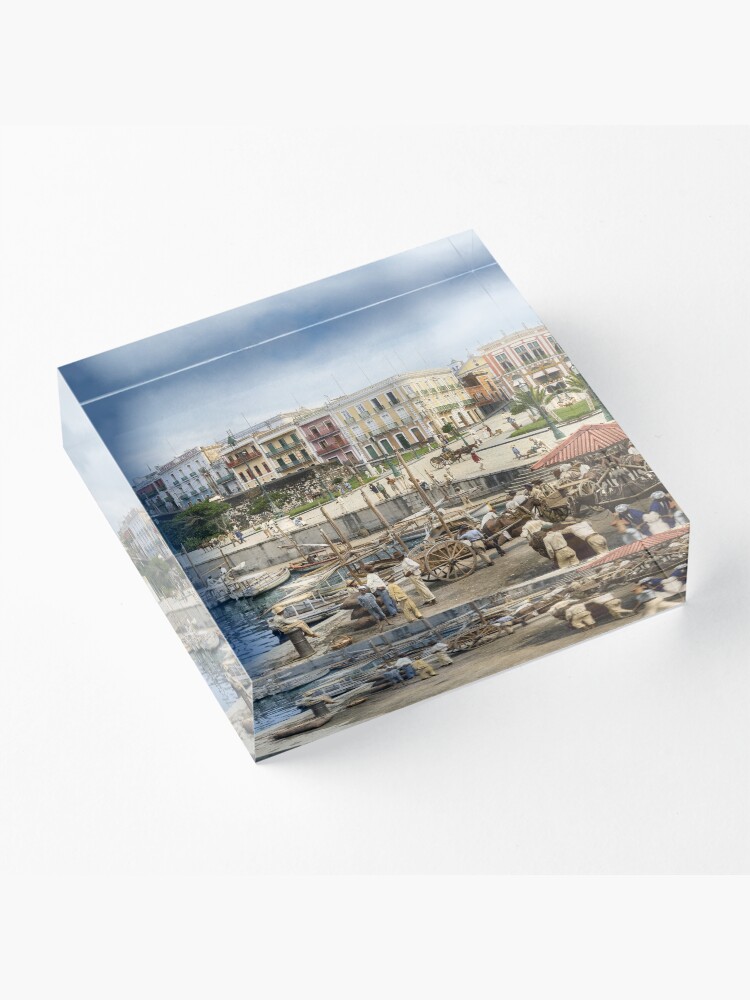 Alternate view of Old San Juan Marina, Puerto Rico in the year 1903 Acrylic Block