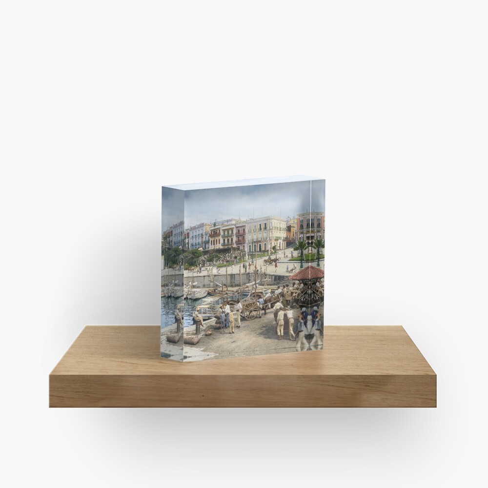 Old San Juan Marina, Puerto Rico in the year 1903 Acrylic Block