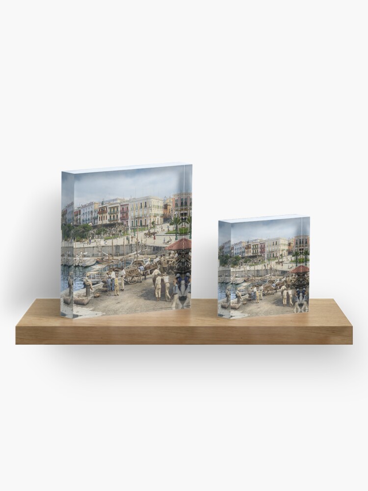Alternate view of Old San Juan Marina, Puerto Rico in the year 1903 Acrylic Block