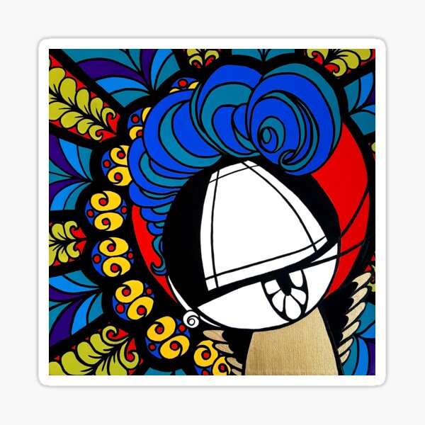 ThroughTheGlass stained glass inspired kawaii street pop artwork Sticker
