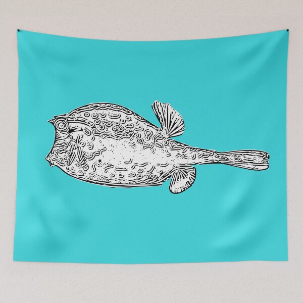 Item preview, White over Black Print of a Scrawled Cowfish designed and sold by designsasstultd.