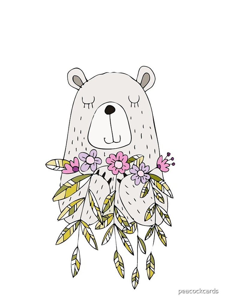 Animaux De Dessin Animé Ours Mignon Avec Des Fleurs Coque Iphone