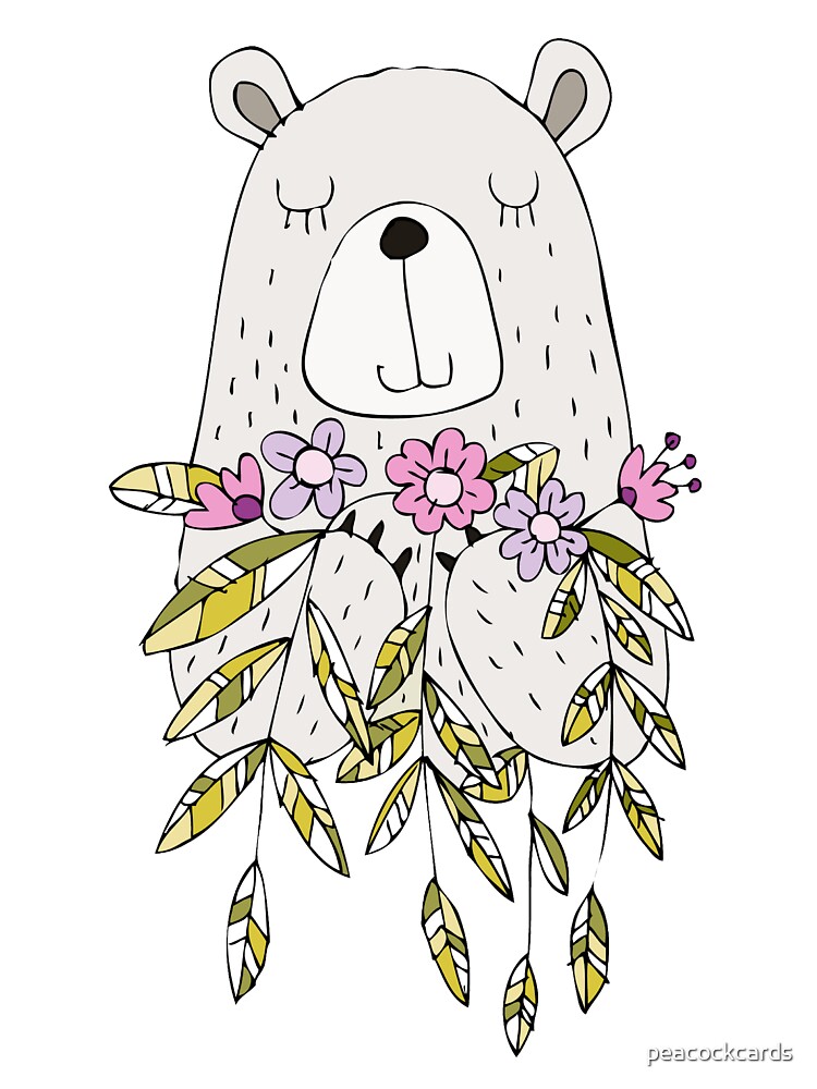 Disover Cartoon Animals Cute Bear With Flowers Onesie