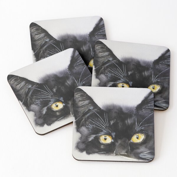 Item preview, black cat animal art designed and sold by joelle Guillaume.