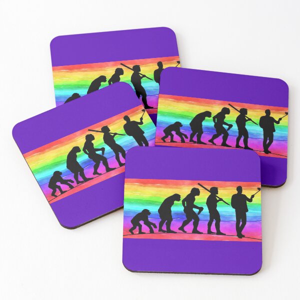 Item preview, Evolution of Man human tool use selfie stick (rainbow) designed and sold by SolidEarthArt.