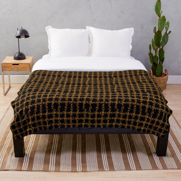 Black-Orange Plaid Pattern Throw Blanket