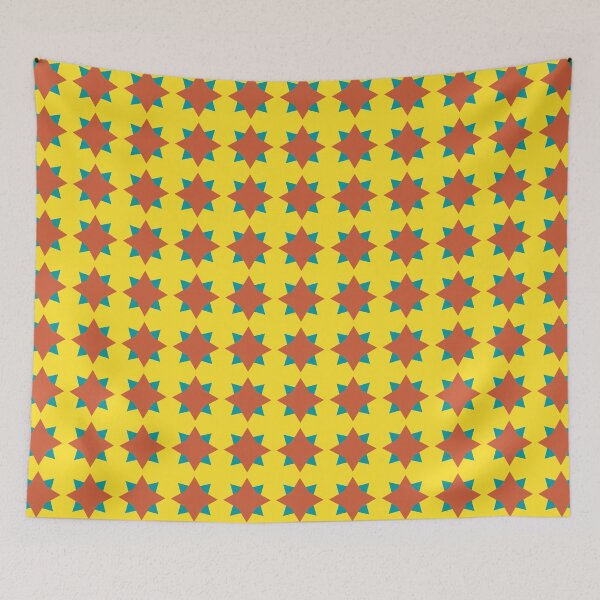 Item preview, Red blue star seamless repetitive pattern with yellow background designed and sold by DrawingBoard.