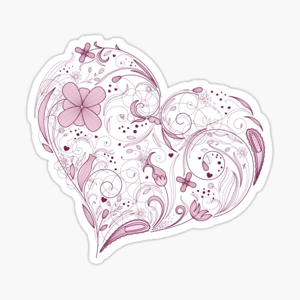 Flowered Love Heart for Valentine's Day Sticker
