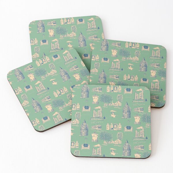 Item preview, Toronto Toille de Jouy - Jade and Blue designed and sold by Quick Brown Fox Canada.