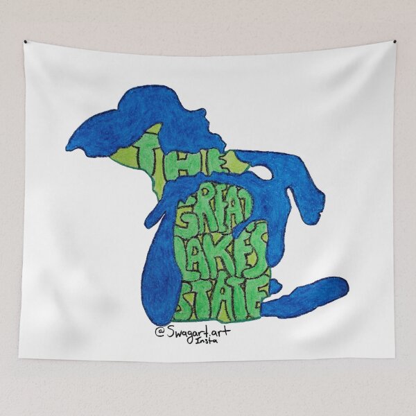 Item preview, The Great Lakes State Lettering in Michigan Map designed and sold by SwagartArt.