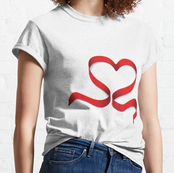 Red Ribbon Heart Valentine's Day Design Classic T-Shirt