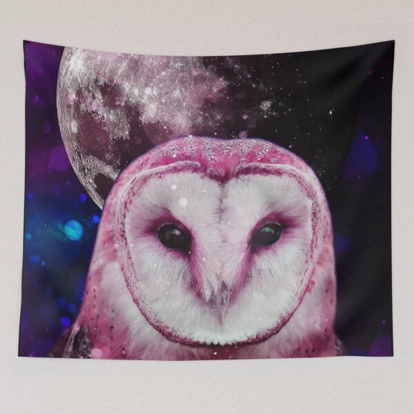 Item preview, Barn Owl in galaxy with full moon designed and sold by felinefeelings.