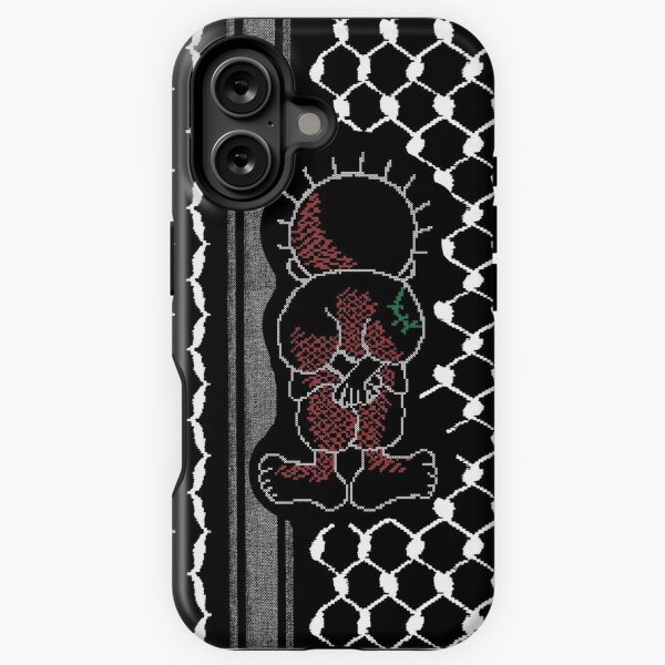 Item preview, Palestinian Handalah Caricature In Tatreez Embroidery Like Design Kufiya Pattern - wht designed and sold by Hurriyyatee.