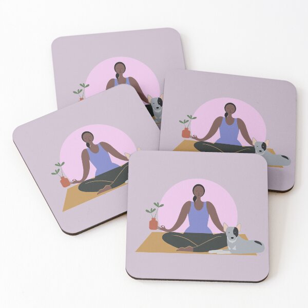 Item preview, Meditating yogi with her dog illustration 2 designed and sold by Olivia's Doodle Den.