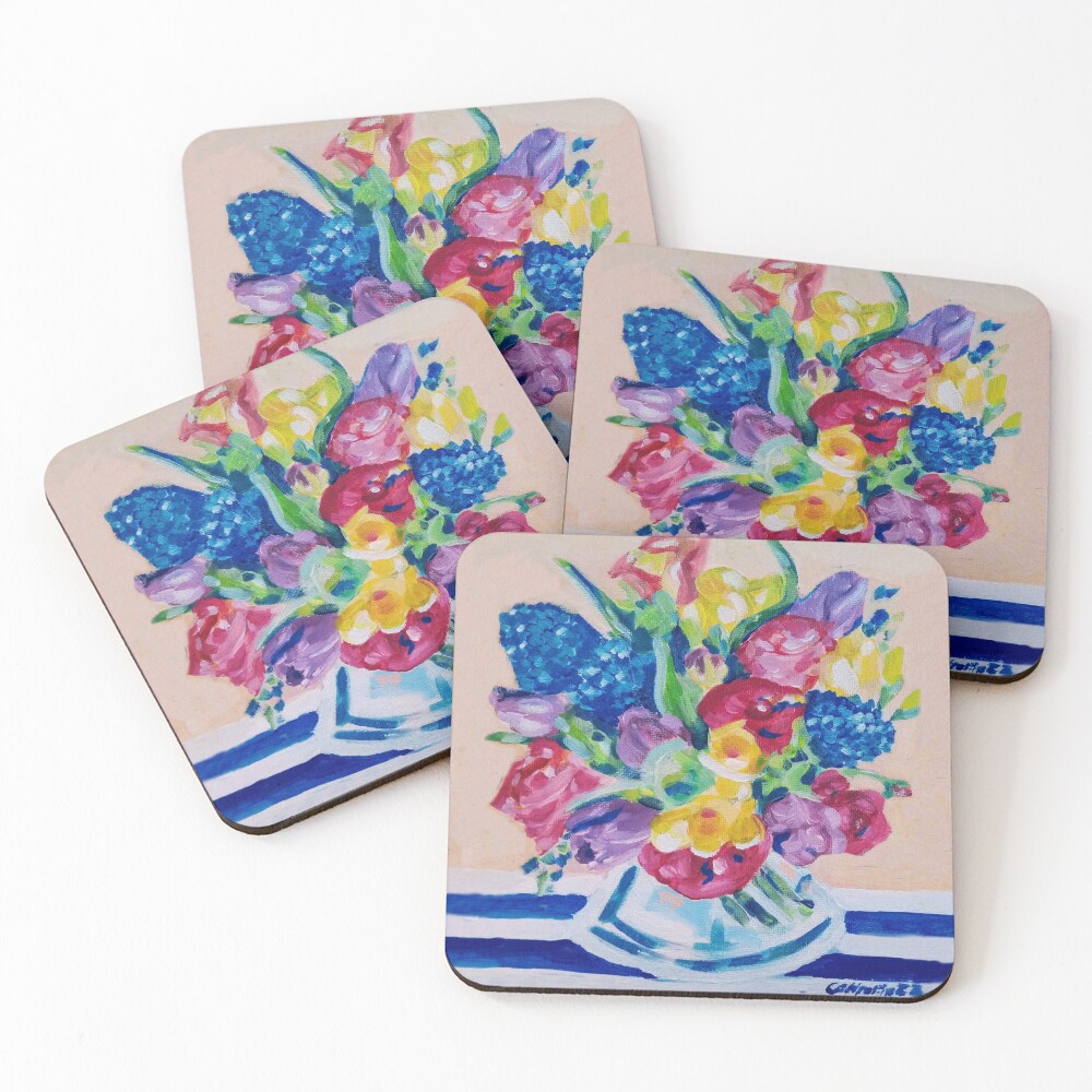 A colourful bouquet of flowers called 'Flush of Fragrance' Coasters (Set of 4)