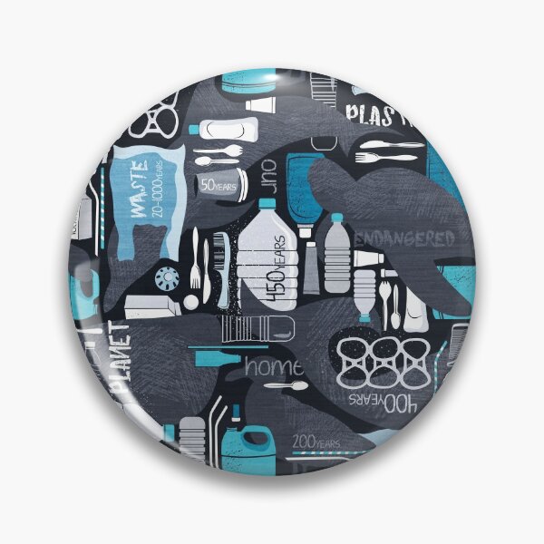 Item preview, Our plastic world // black background grey endangered animal species with blue white and transparent plastic waste designed and sold by SelmaCardoso.