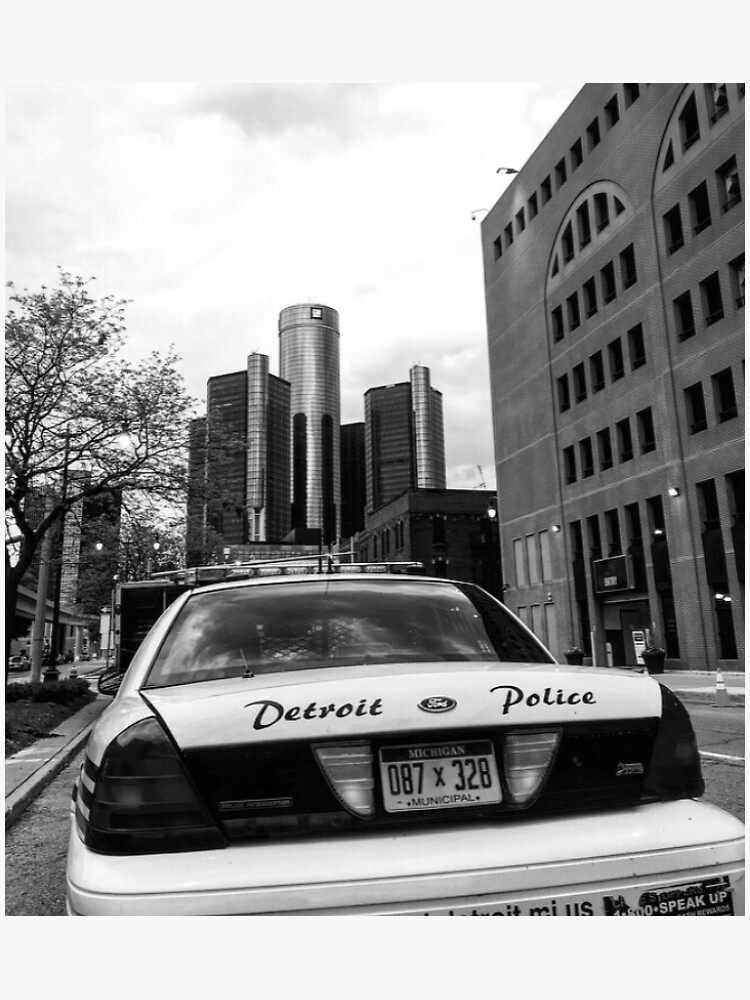 "Detroit Police cruiser with Renaissance Center" Sticker for Sale by