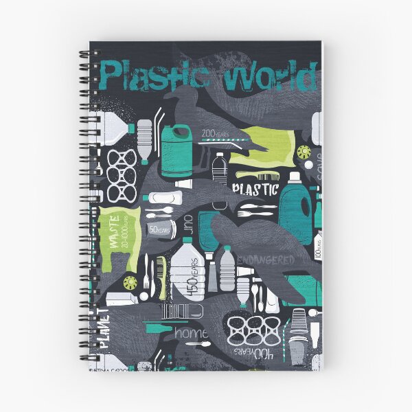 Item preview, Our plastic world // black background grey endangered animal species with green white and transparent plastic waste designed and sold by SelmaCardoso.