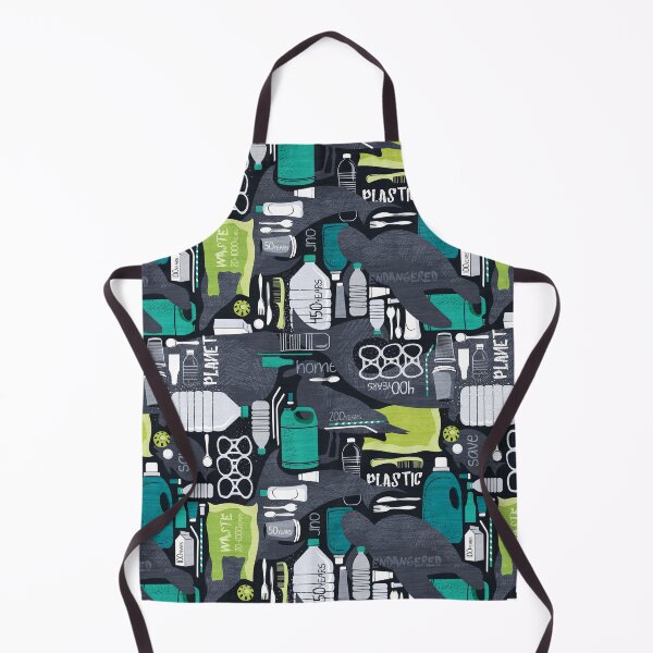 Item preview, Our plastic world // black background grey endangered animal species with green white and transparent plastic waste designed and sold by SelmaCardoso.