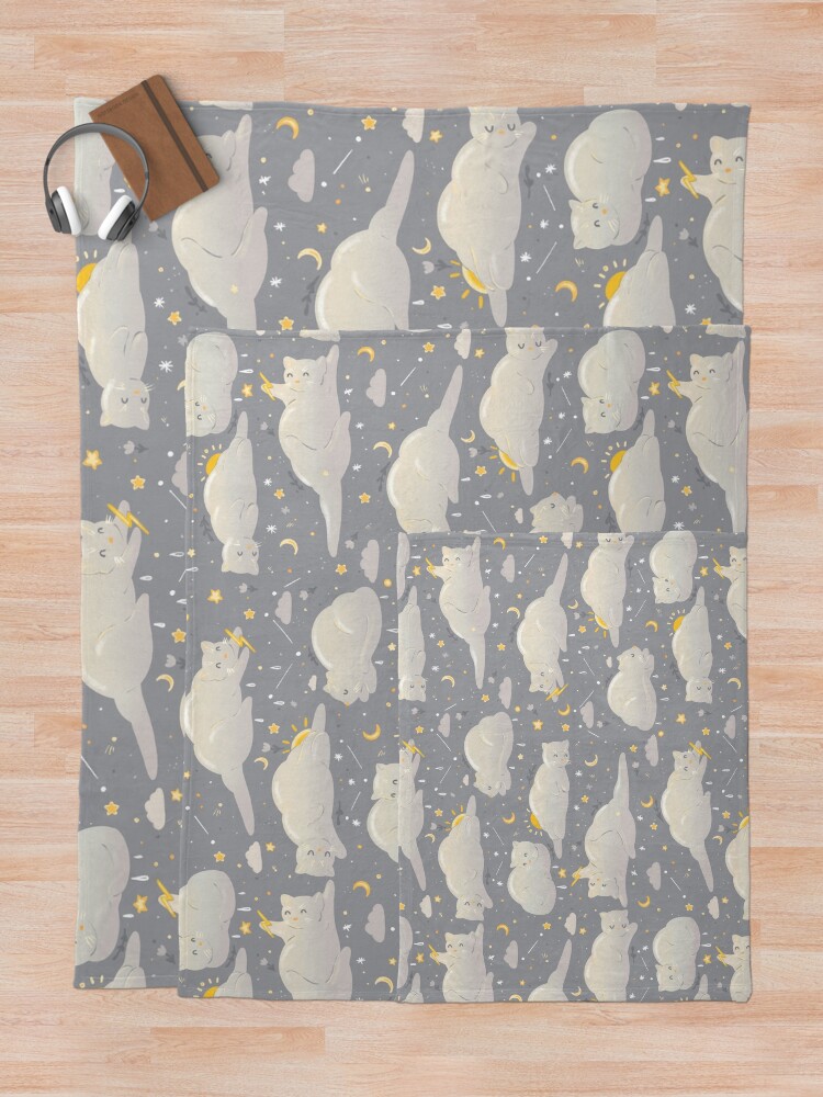 Alternate view of Kitty clouds Throw Blanket